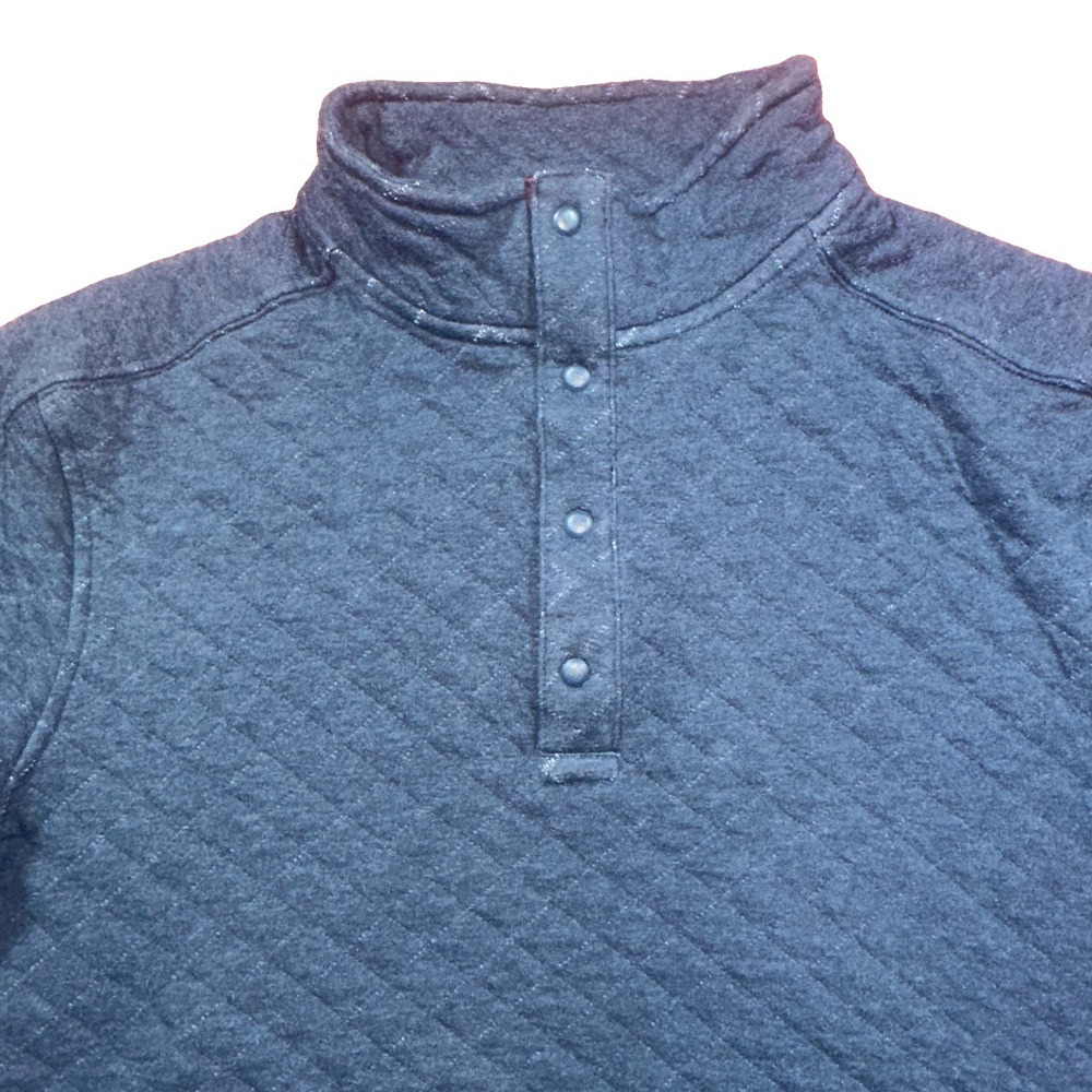 RHONE Quilted Sweater Men's Medium Blue 1/4 Snap Button Pullover